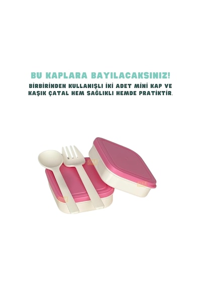 Bento 1750ml Lunchbox Tek Katlı 2 Bölmeli Pp Plastik Sefer Tası Yemek Kutusu Pembe Çok Renkli