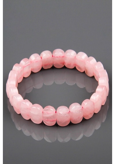 Pembe Kuvars 8 x 14 mm Özel Kesim Doğal Taş Bileklik Çok Renkli