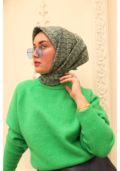 Silk Home Twill İpek Eşarp 11454-64 Yeşil, Mor, Sisli Yeşil