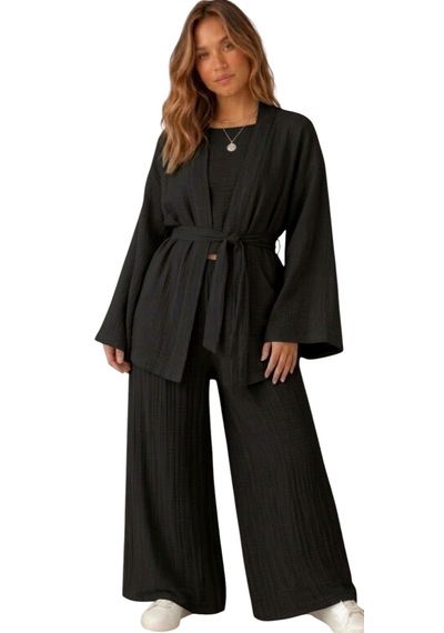 Estewoman Pamukestewomanfashion Müslin İkili Takım M/l siyah