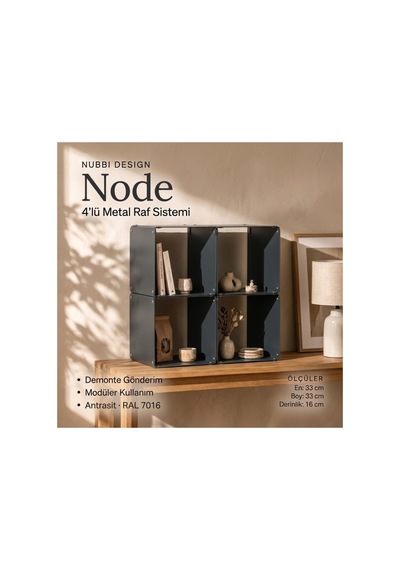 Node 4'lü Modüler Metal Tezgah Üstü Mutfak Rafı Ve Konsol Düzenleyici Stand 33x33 Cm Gri - 943953504 Gri