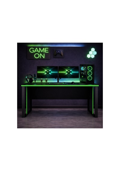 Trex Oyuncu Masası Gaming Bilgisayar Masası Geniş Çalışma Alanlı Modern Pc Masası Siyah - Yeşil Trex Oyuncu Masası Gaming Bilgisayar Masası Geniş Çalışma Alanlı Modern Pc Masası Siyah - Yeşil