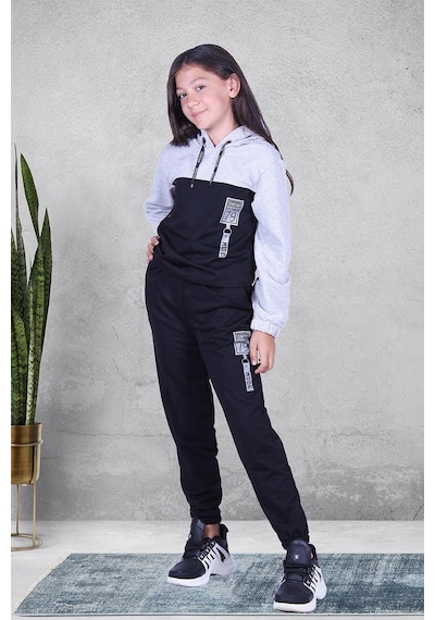 Fyk Kids Snow Fashıon Baskılı Kız Eşofman Takımı Siyah