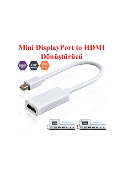 Mini Displayport (Thunderbolt) To Hdmı Dönüştürücü Kablo