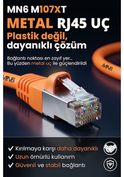 Mn6 M107xt 60 Metre Ethernet Kablosu/cat6 23awg Utp 0.57mm/çıft Kat Korumalı/iç Dış Mekan Uyumlu 60 M