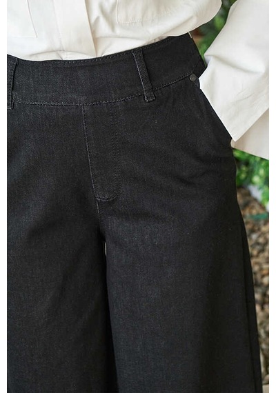 1153-denim Püsküllü Pantolon Etek Siyah Siyah