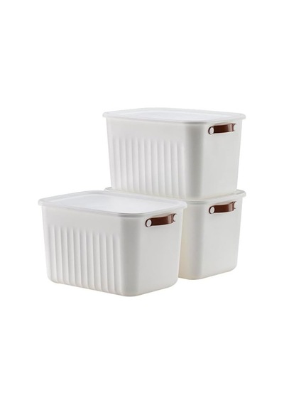 Tr 1 Adet 20 Lt Dev Boy Çok Amaçlı Kapaklı Kutu - Deri Kulp Detaylı Dolap İçi Düzenleyici Organizer 40x30x25 Cm Diğer