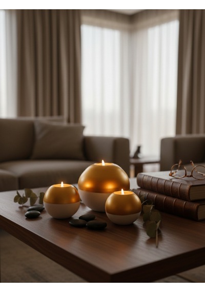 Dekoratif Gold&beyaz Tasarım Modern Ev Ofis Ve Hediyelik Dekor Aksesuarı. 3'lü Set Altın