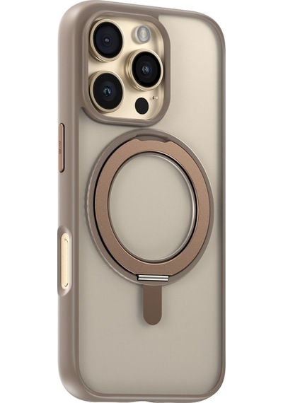 Apple Uyumlu iPhone Blueo 16 Pro Skin Friendly 360 Rotatable Magsafe Standlı Gold Telefon Kılıfı