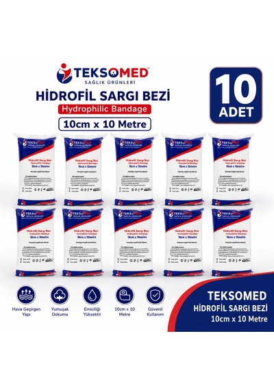 Teksomed Hidrofil Sargı Bezi 10cmx10 Metre 10 Adet