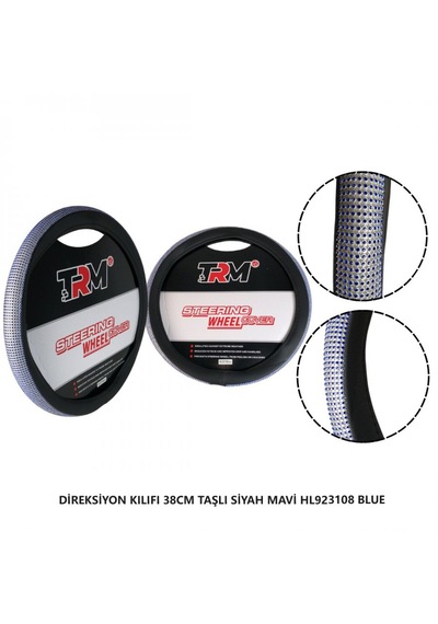 Direksiyon Kılıfı 38cm Taşlı Siyah Mavi Hl923108 Blue Siyah - Mavi