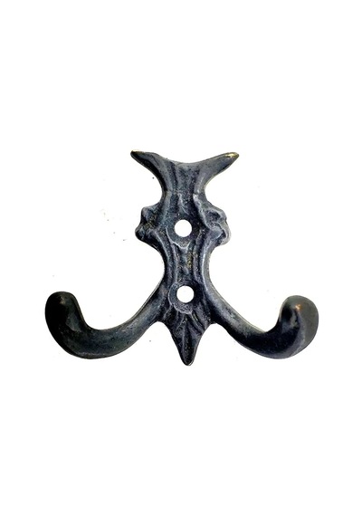 Antika Tarz Dekoratif Pirinç Koç Çiftli Askı - 50x55mm, Oksit Koyu