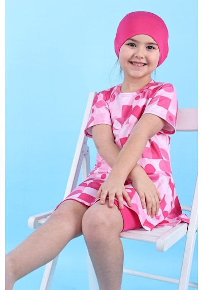 Zuzunga Kalp Desenli Pembe Kız Çocuk Boneli Mayo Takımı