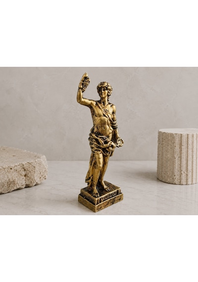 Dionysos Heykeli Dekoratif Biblo Antik Yunan Mitolojisi Gold Masaüstü Ev Ofis Dekoru
