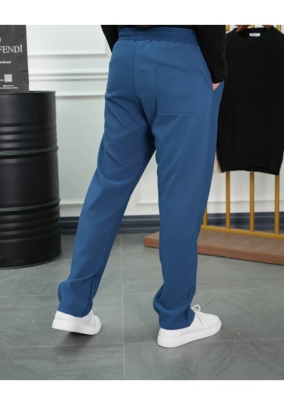Modefendi Kalın Fitil Desen Jogger Pantolon Mavi