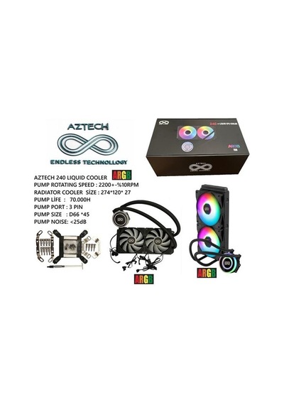 Aztech 240mm Lıquıd Coolıng Az240-1b Argb Sıvı Soğutmalı Am5-1851p İşlemci Fanı