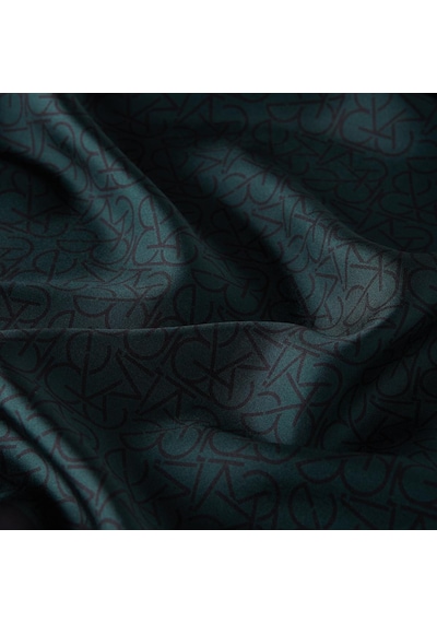 İpek Evi İpekevi Twill İpek Eşarp - Typo Monogram - Çam Yeşili
