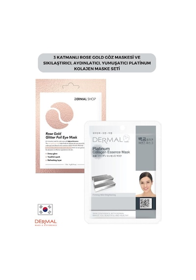 Dermal 3 Katmanlı Rose Gold Göz Maskesi + Platinum Kolajen Maskesi