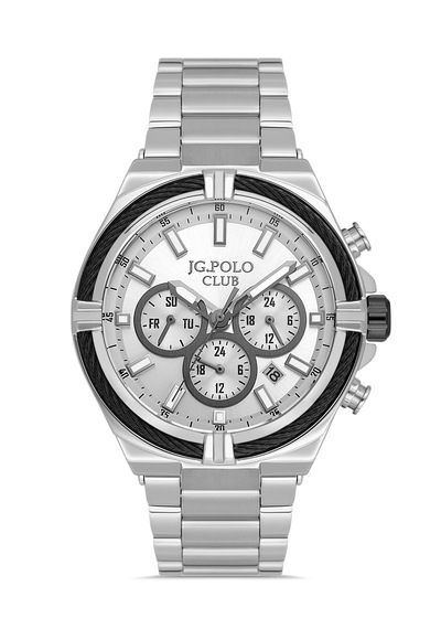 Jg.polo Club Jpc.1225 S04371m.5 Çalışır Fonksiyonlu Erkek Kol Saati. Gümüş