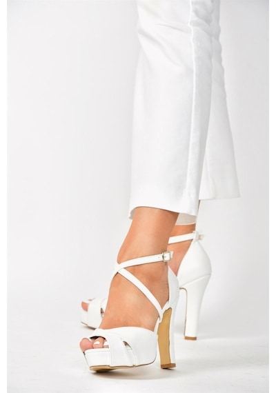 Fox Shoes Beyaz Platform Kalın Topuklu Kadın Ayakkabı M348010209