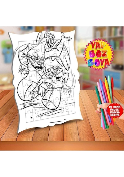 Eğlenen Hayvanlar Eğitici Boyama Puzzle Tablo Çocuk-410