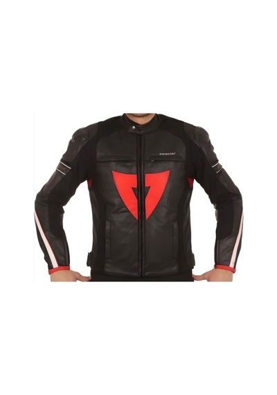 Venom D1 Motosiklet Montu Deri 4 Mevsim Leather Racing Mont Siyah-kırmızı