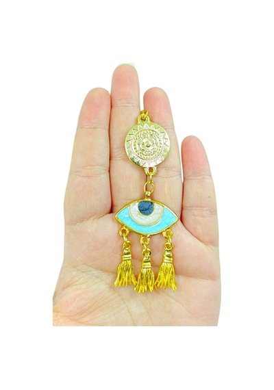Metal Lotus Çiçeği Detaylı Göz Figürü Araba Dikiz Ayna Süsü/ Püsk