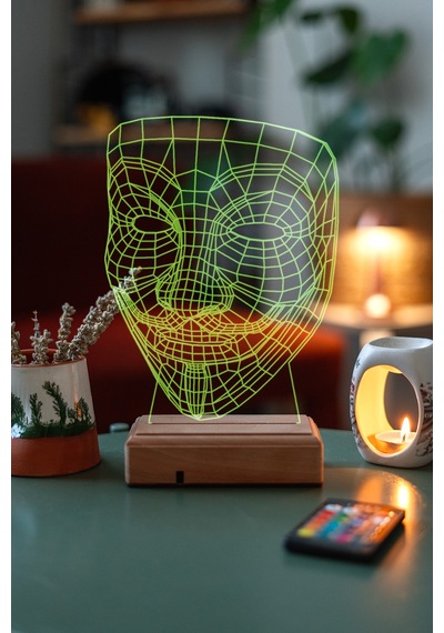 V For Vendetta Maske 16 Renk Kumandalı 3d Gece Lambası