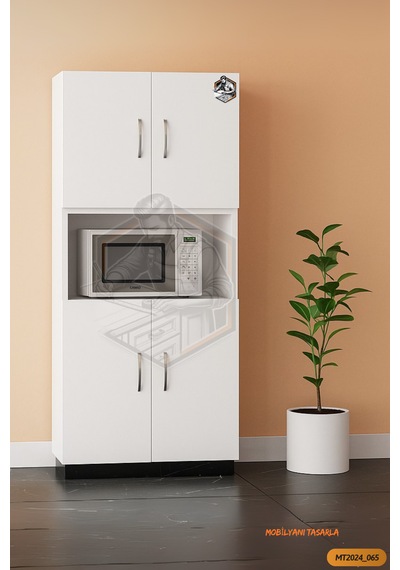 Tamamı Mdf 4 Kapaklı Mikrodalga/mini Fırın Dolabı Çok Amaçlı Mutf