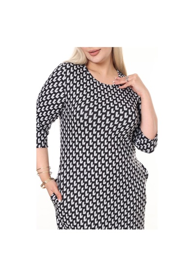 Çift Cepli Kışlık Büyük Beden Elbise 34f-2606 Desenli