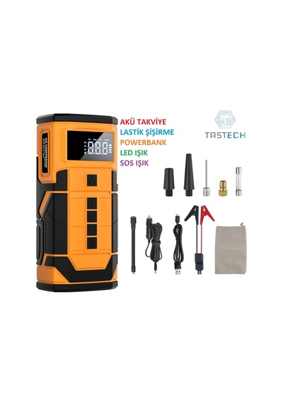 Acil Akü Takviye Marş Motoru Start 8000mah 14.8v 150psi Lastik Şişirme Pompası Powerbank