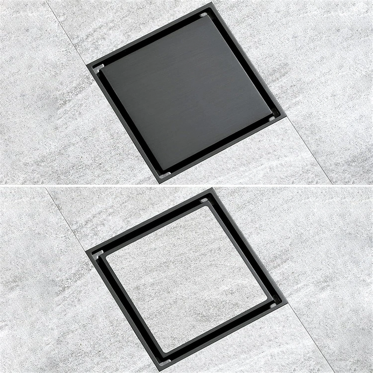 Fause Komple Çelik Seramik Uyumlu Ankastre Yer Süzgeci 10x10 Cm Siyah Ksz101-b