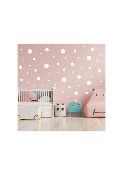 Premium Beyaz Yuvarlak Puantiye Duvar Sticker Seti 180 Adet 1,3 7,6 Cm Çeşitli Ebatlarda Dekoratif Wall Decals