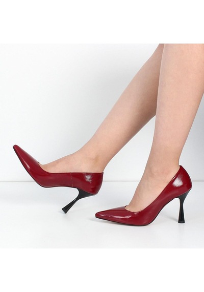 Kadın Bordo Yüksek İnce Topuklu Rugan Deri Stiletto