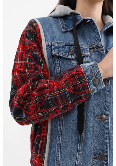 Kadın Kapüşonlu Jean Ceket 001
