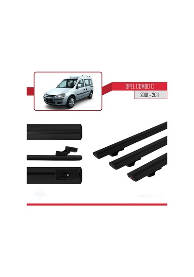 Opel Combo C 2001-2011 Arası İle Uyumlu Basic Model Ara Atkı Tavan Barı Siyah 3 Adet