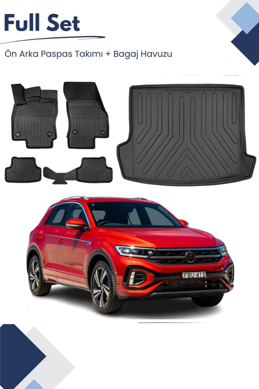 Volkswagen T-roc 2022-2023-2024-2025 Model Tam Uyumlu Paspas+üst Bagaj Havuzu Seti