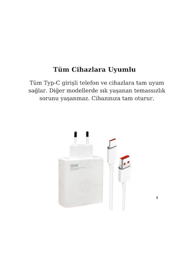 120w Turbo Ultra Hızlı Akım Korumalı Şarj Aleti Usb- Type-c Kablo Ve Adaptör Şarj Seti