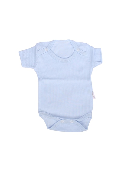 Bebegen Unisex Mavi Raporlu Kısa Kol Çıtçıtlı Body Zıbın Çok Renkli