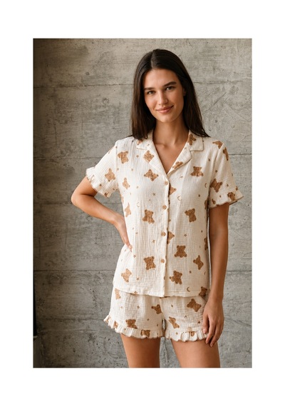 Fit Women Kadın V Yaka Comfort Fit Kar Beyaz Pijama Takımı