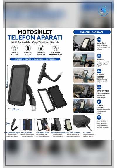Motosiklet Smart Bar Telefon Tutucu 5.5 6.2 İnç Altüminyum Gidon Çok Renkli