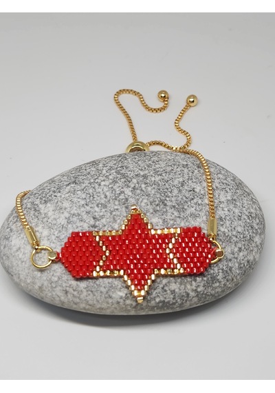 Harmel Jewelry Miyuki Kırmızı Yıldız Bileklik Altın - Kırmızı