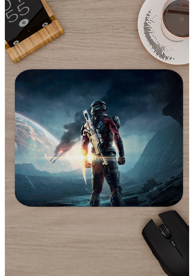 Mass Effect Kaymaz Dikişli Kauçuk Oyuncu Mousepad V3 - 22x18 Gaming Mouse Pad Fare Altlığı