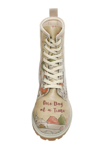 Kadın Vegan Deri Bej Uzun Bot - One Day At A Time Tasarım Multicolor