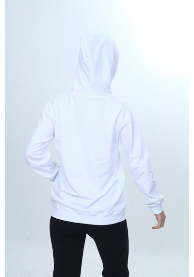 Toontoy Unisex Çocuk Pi Sayı Baskılı Regular Kapüşonlu Sweatshirt Beyaz