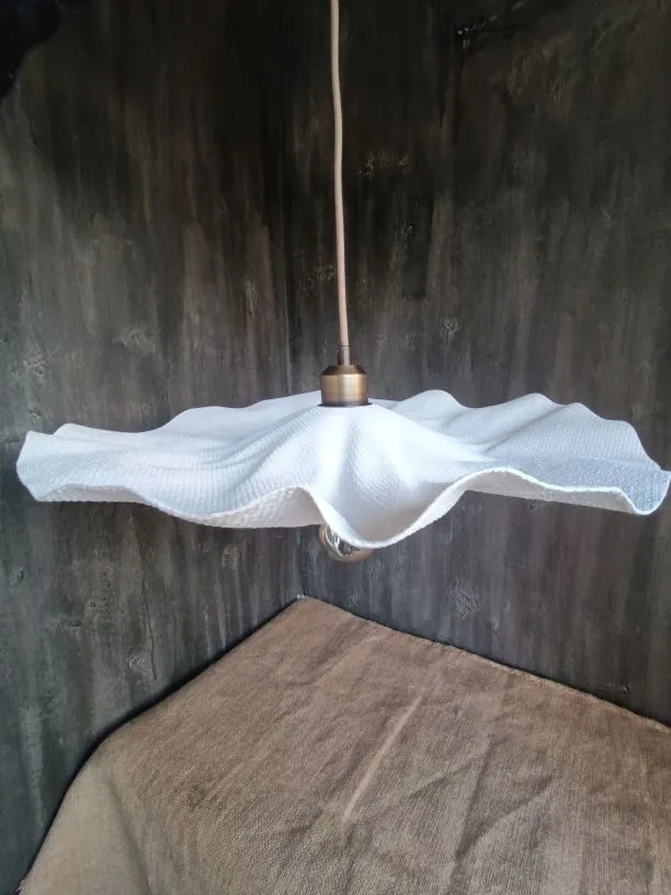 Kumaş Avize L - Pirinç Aksesuarlı Zara Home Tarzı Tasarım Beyaz