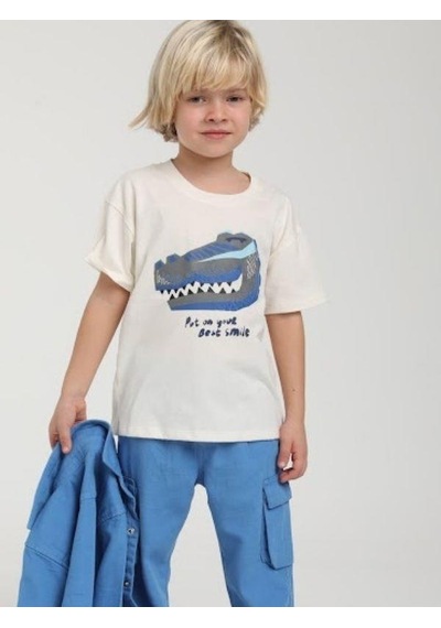 Jack Lions Erkek Çocuk Pamuklu Dinazor Baskılı Tshirt-15584 Ekru