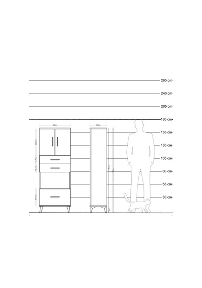 Arges Dolap 3 Raflı 3 Çekmeceli 2 Kapaklı 60x30x163 Çam-aytaşı Atlas Çam