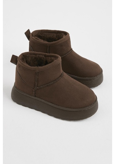 Tonny Black Kalın Poli Taban İçi Kürklü Süet Görünümlü Çocuk Unisex Kahve Günlük Bot Tbsz015 Kahve