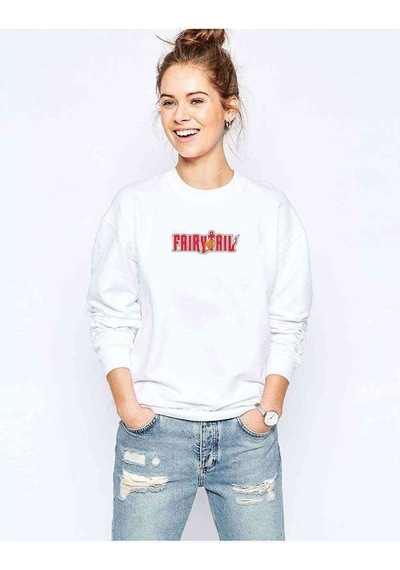 Fairy Tail 2 Baskılı Beyaz Kadın Sweatshirt